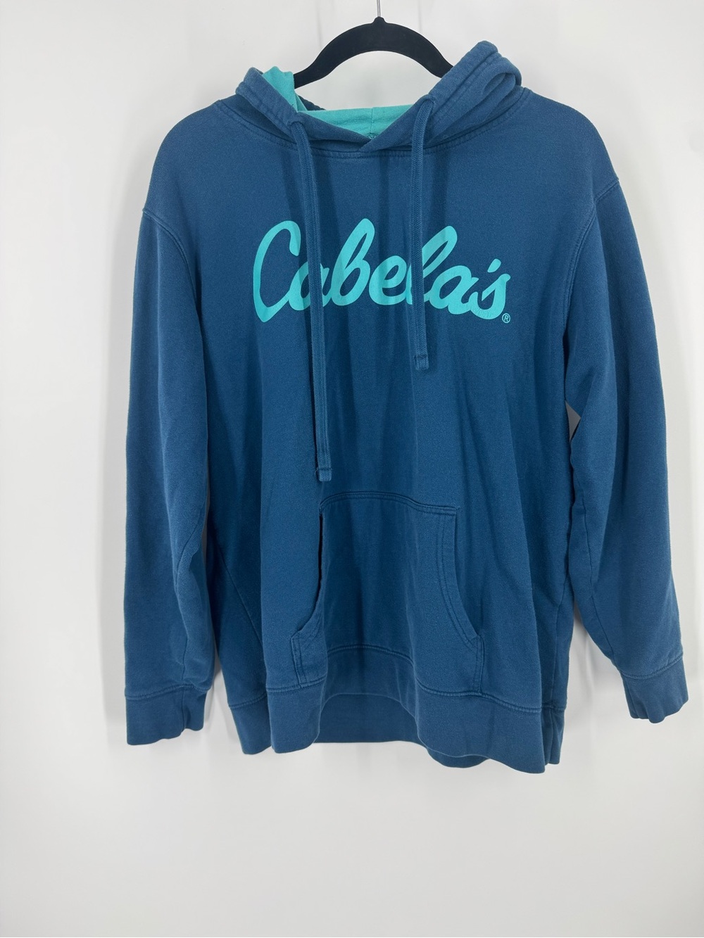 Cabela's Teal Blue Hoodie with Aqua Logo